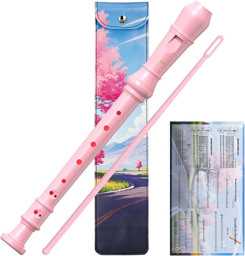 SDREAM Soprano Recorder Instrument For Kids - German Fingering 8 Hole Beginner Music Recorder Flute With Cleaning Rod, Leather Packaging & Fingering Chart - Image 1